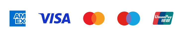Accepted payment card brands: American Express, Visa, Mastercard, Maestro, UnionPay